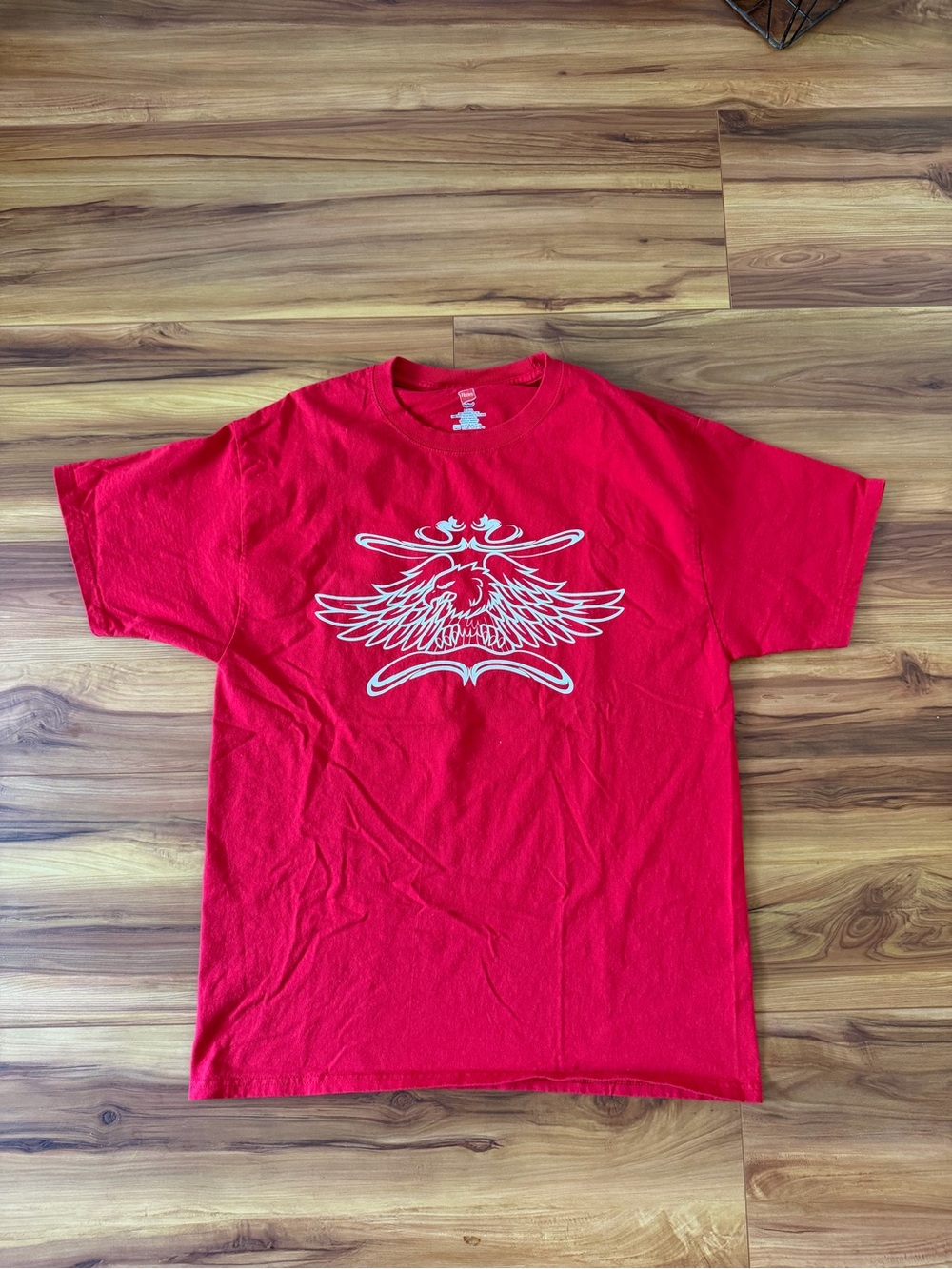 Hanes Red Short-Sleeve Tee with White Wing Graphic